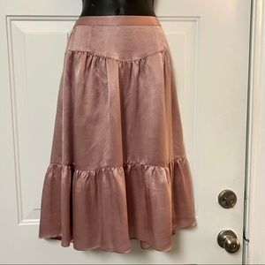 Vintage y2k Banana Republic Pink Peasant 100% Silk Tiered Midi Skirt S
